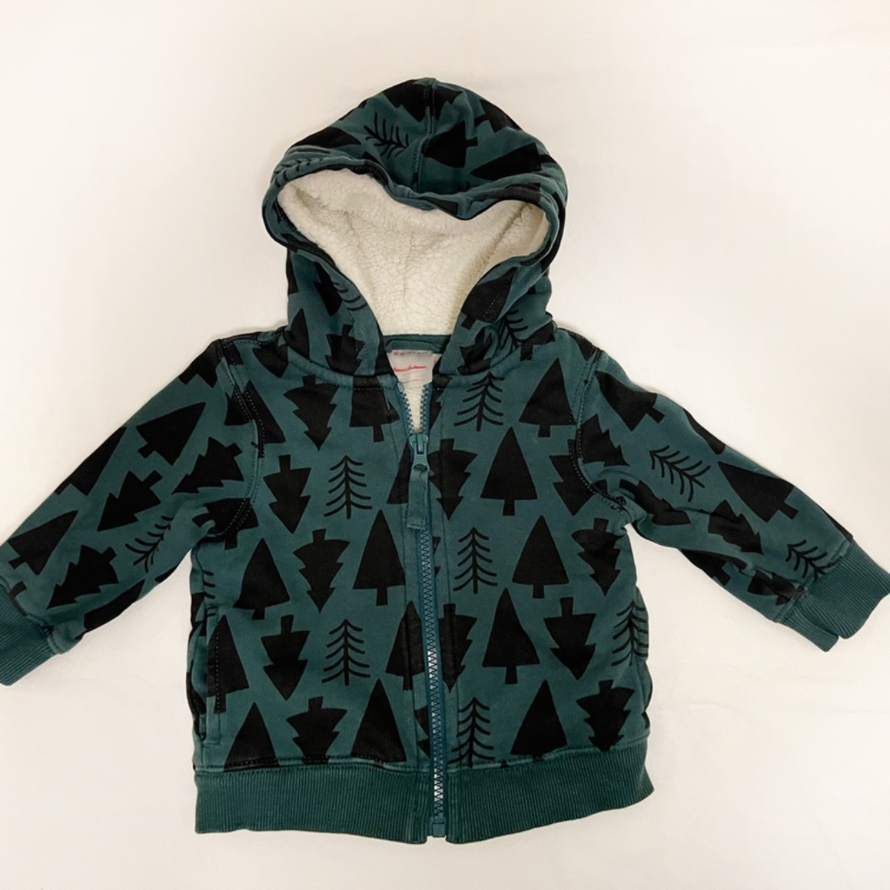 Hannah Anderson Baby Print Faux Shearling Lined Hoodie